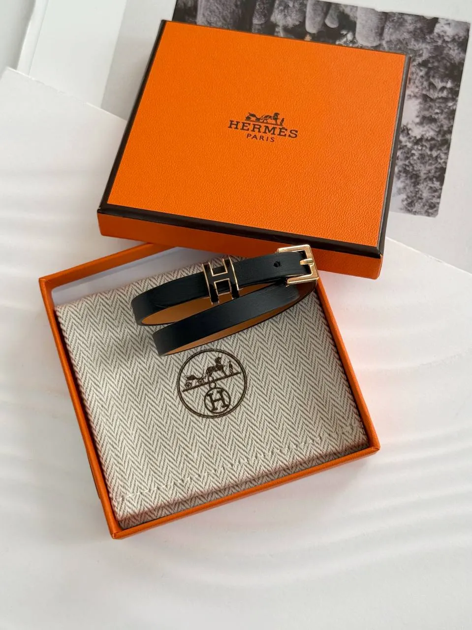Hermes Hermes Pop H Double Tour bracelet Black RGHW