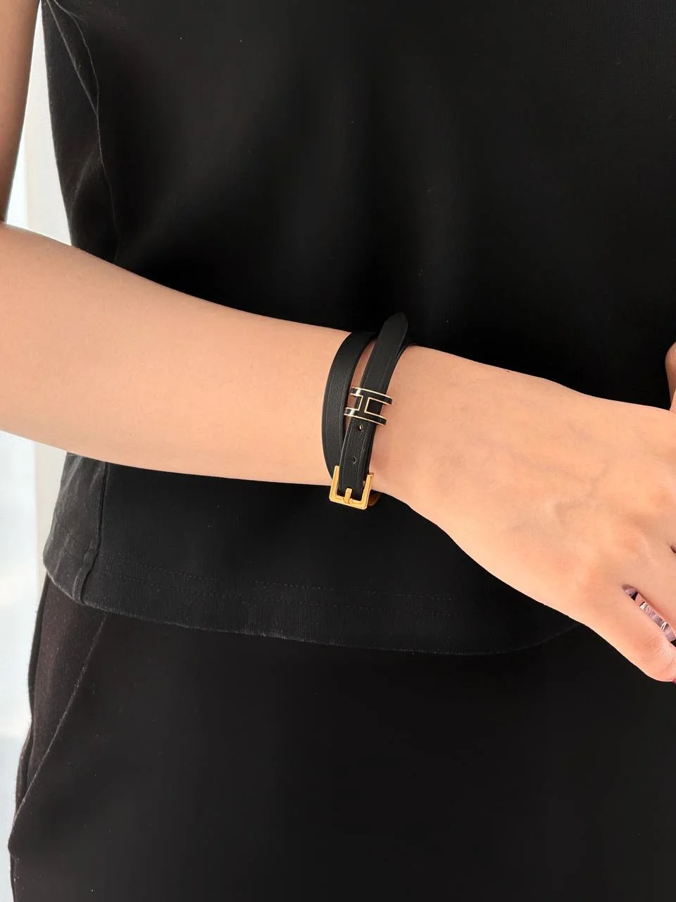 Hermes Hermes Pop H Double Tour bracelet Black RGHW