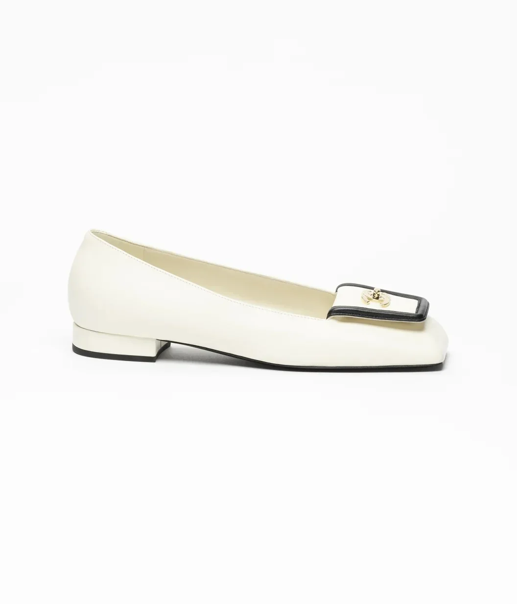 Chanel Square - Toe Leather Ballet Flats Ivory Black - photo 10