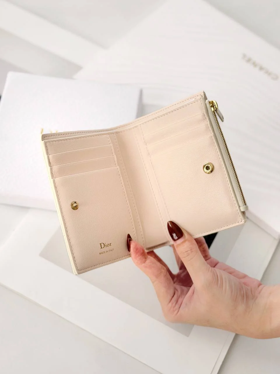 Dior Qixi Lady Dior Dahlia Wallet Two-Tone Latte and Ballet Pink Cannage - photo 3