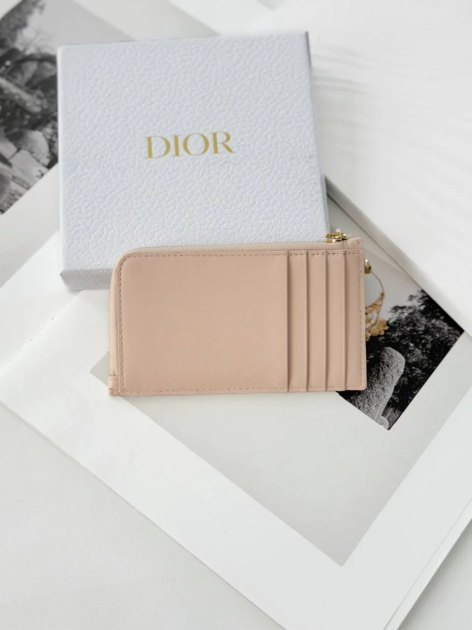 DIOR Dior Lady Dior Cosmos Zipped Card Holder Powder Pink Cannage