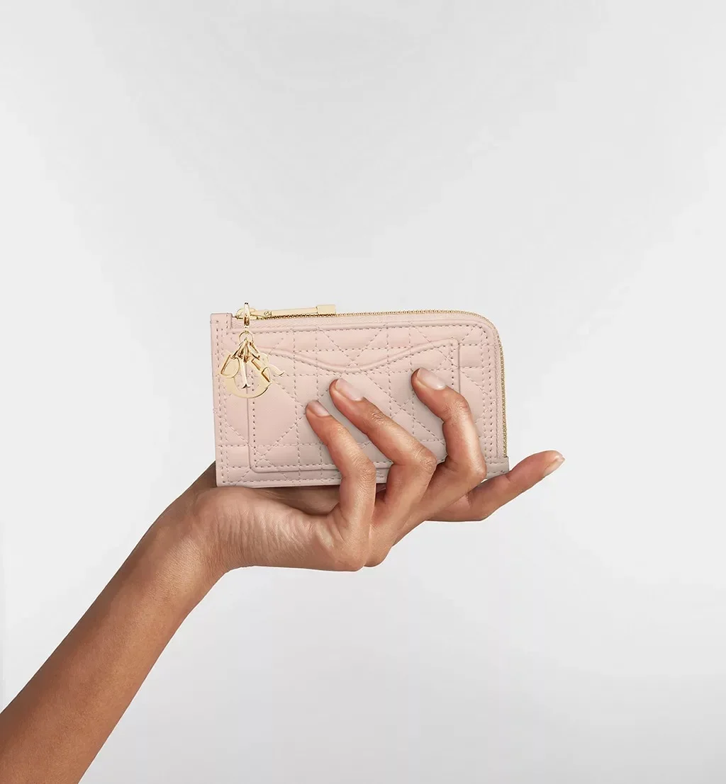 Dior Lady Dior Cosmos Zipped Card Holder Powder Pink Cannage - photo 7