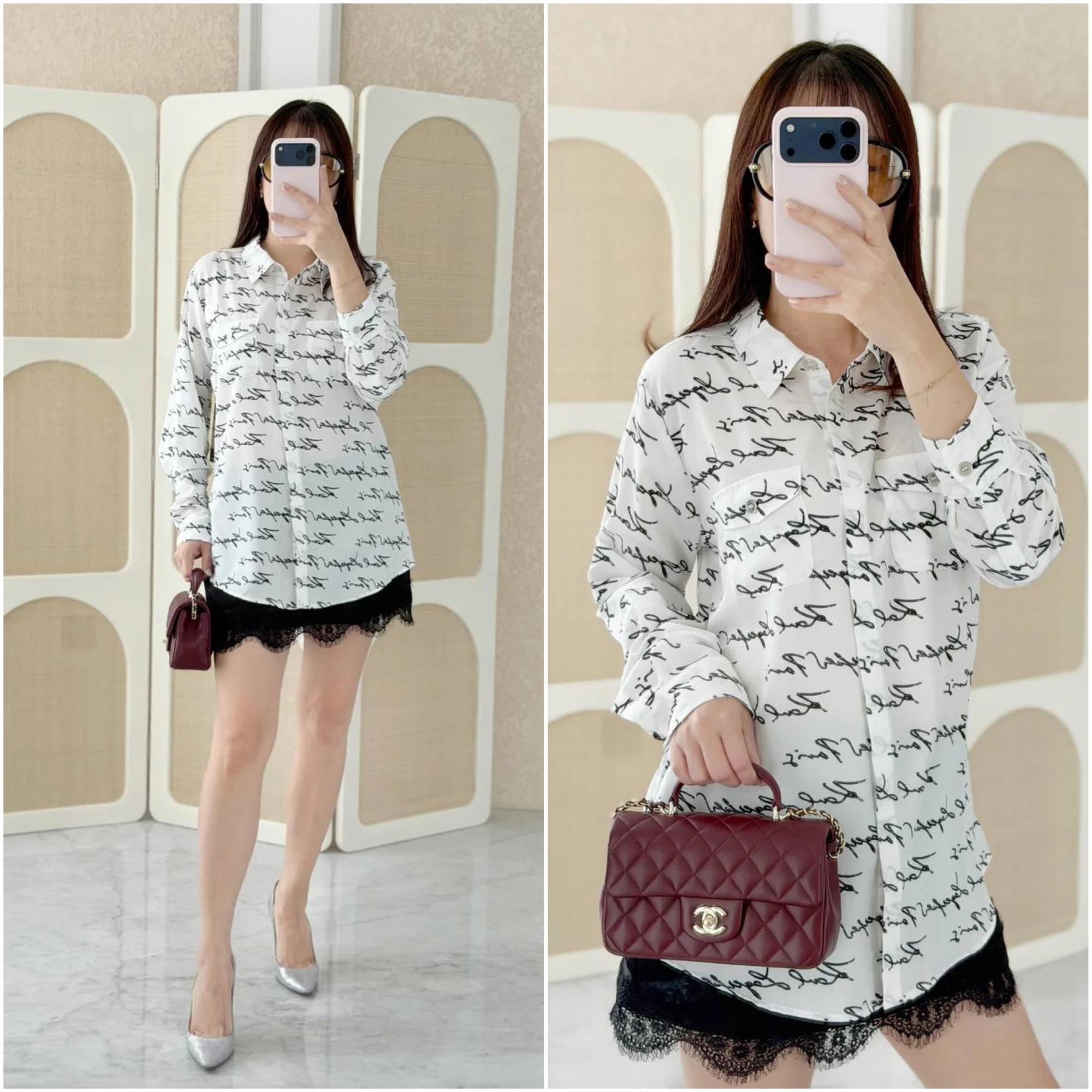 Karl Lagerfeld Karl Lagerfeld Duo in Paris Whimsy Blouse White