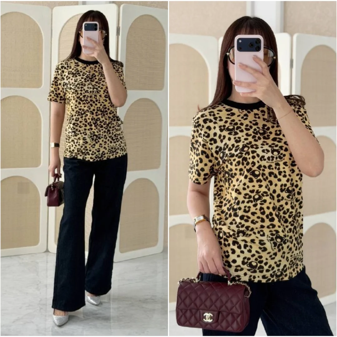 Moschino Tshirt Yellow Leopard Print