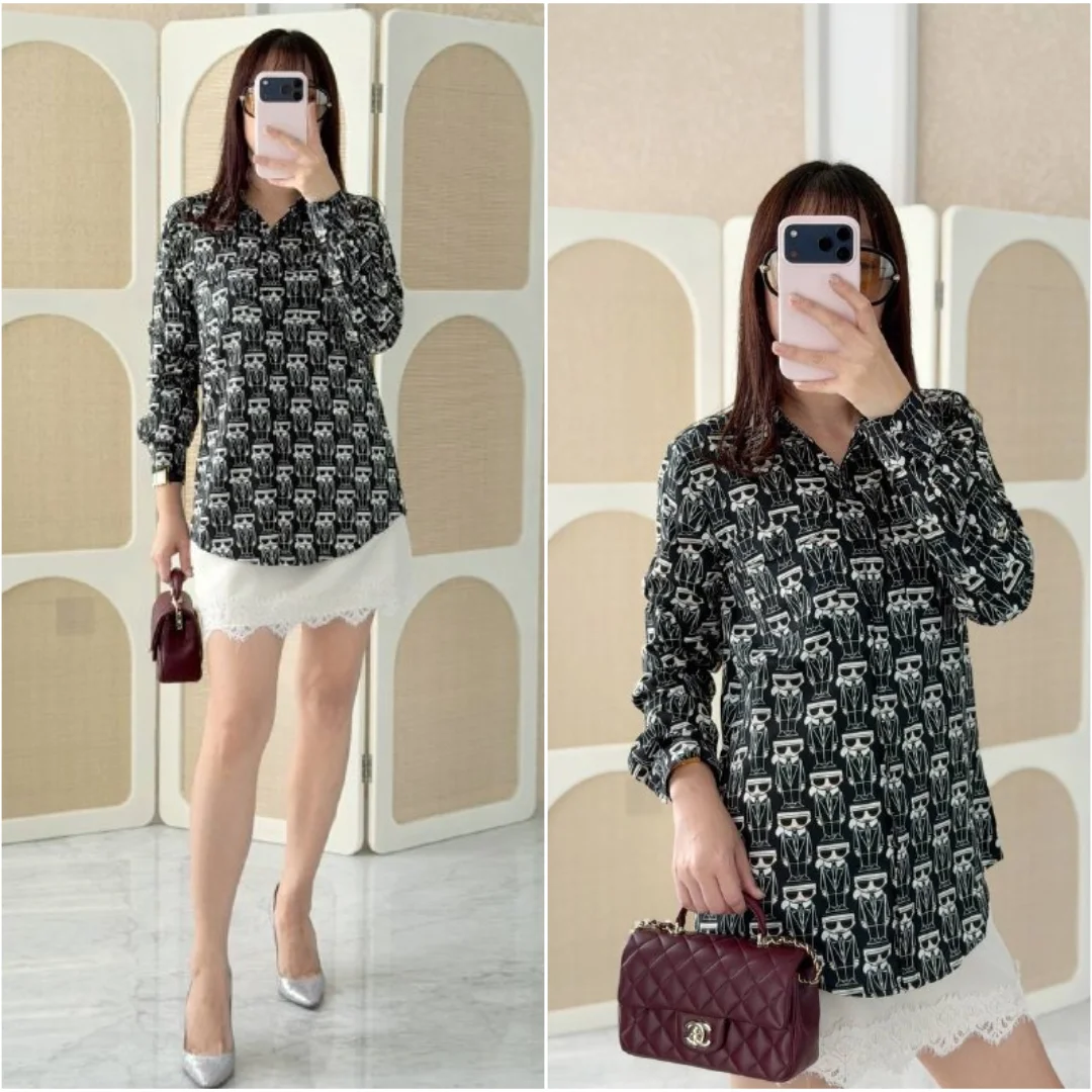 Karl Lagerfeld Karl Lagerfeld Emoji Button Down Black Shirt