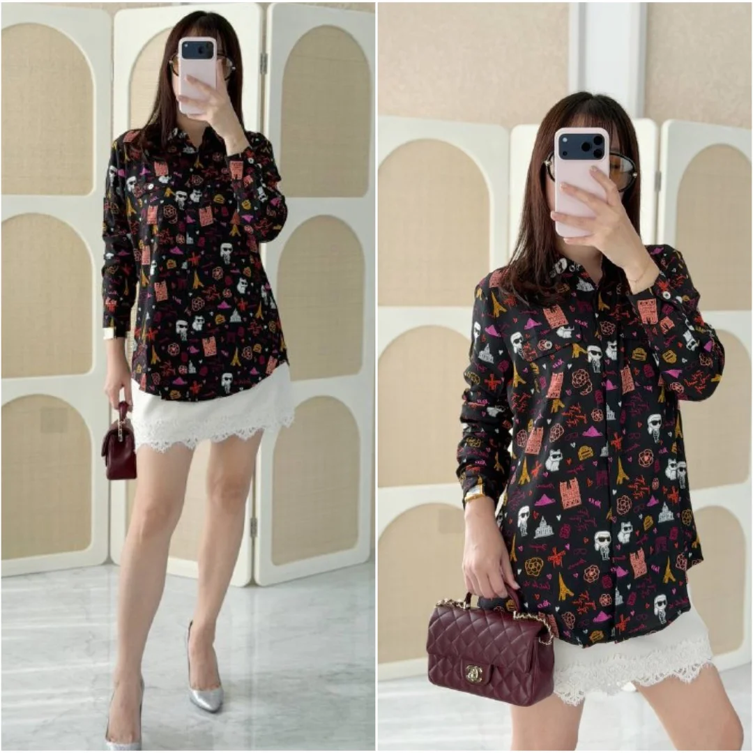 Karl Lagerfeld Karl Lagerfeld Duo in Paris Whimsy Blouse Black