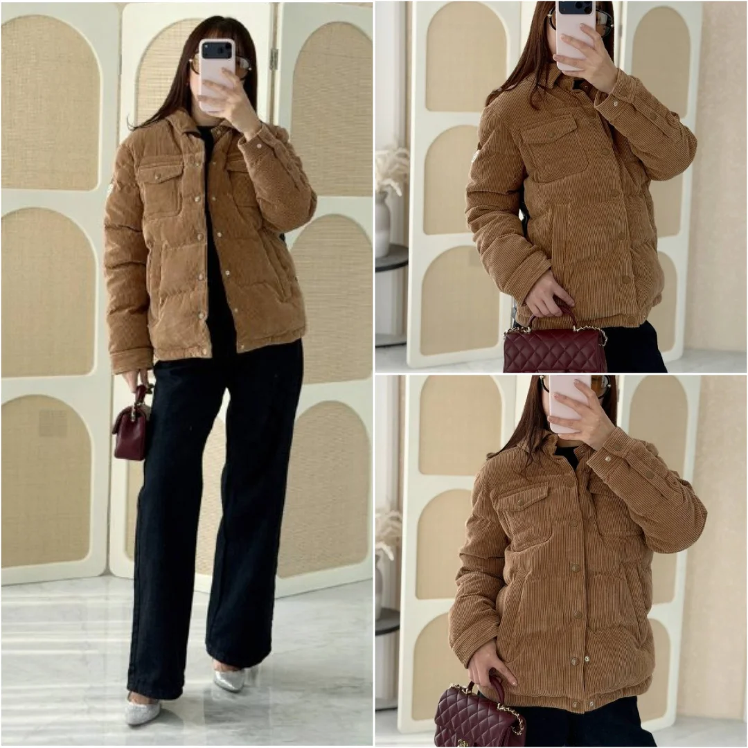 Moncler Moncler Giusto Hooded Corduroy Down Shirt Jacket Multicolor