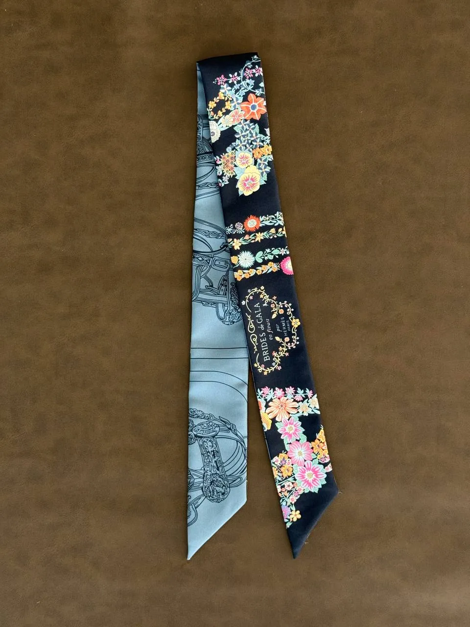 Hermes Hermes Twilly Brides De Gala En Fleurs Twilly Marine / Rose / Bleu Jean