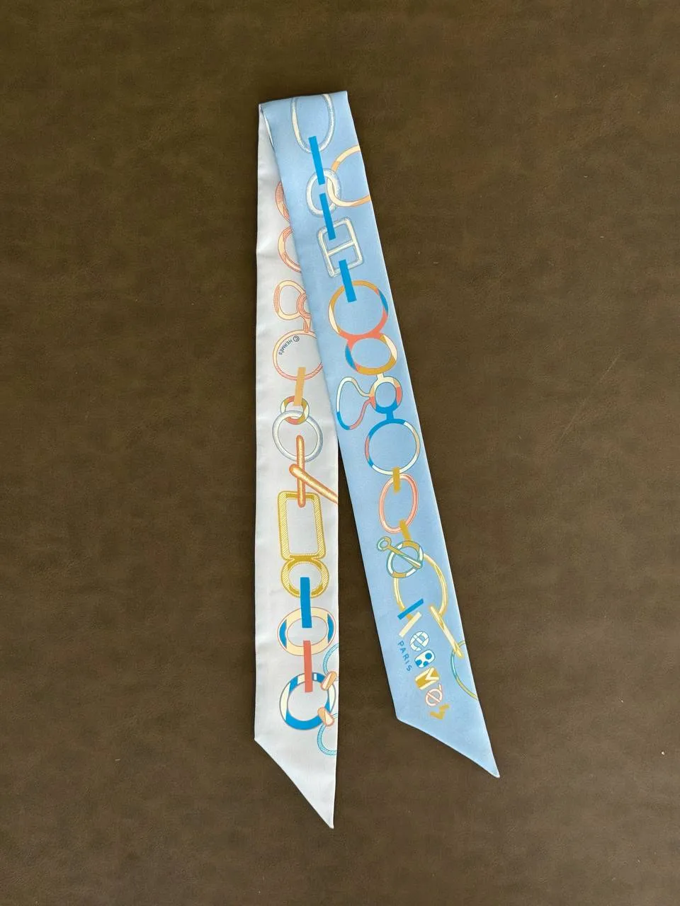 Hermes Hermes Twilly Do Re Boucles Twilly Bleu Ciel / Bleu Cobalt / Corail