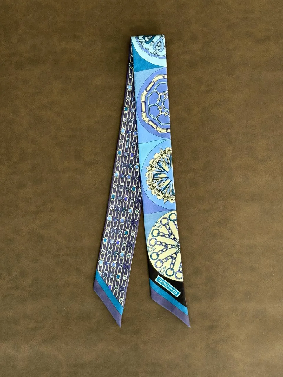 Hermes Hermes Twilly Effet Kaleidoscope Twilly Bleu Jean / Crème / Indigo