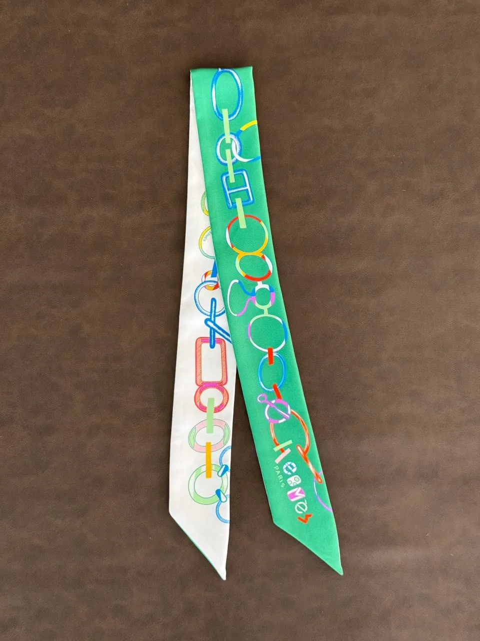 Hermes Hermes Twilly Do Re Boucles Twilly Vert Vif / Blanc White / Multicolore