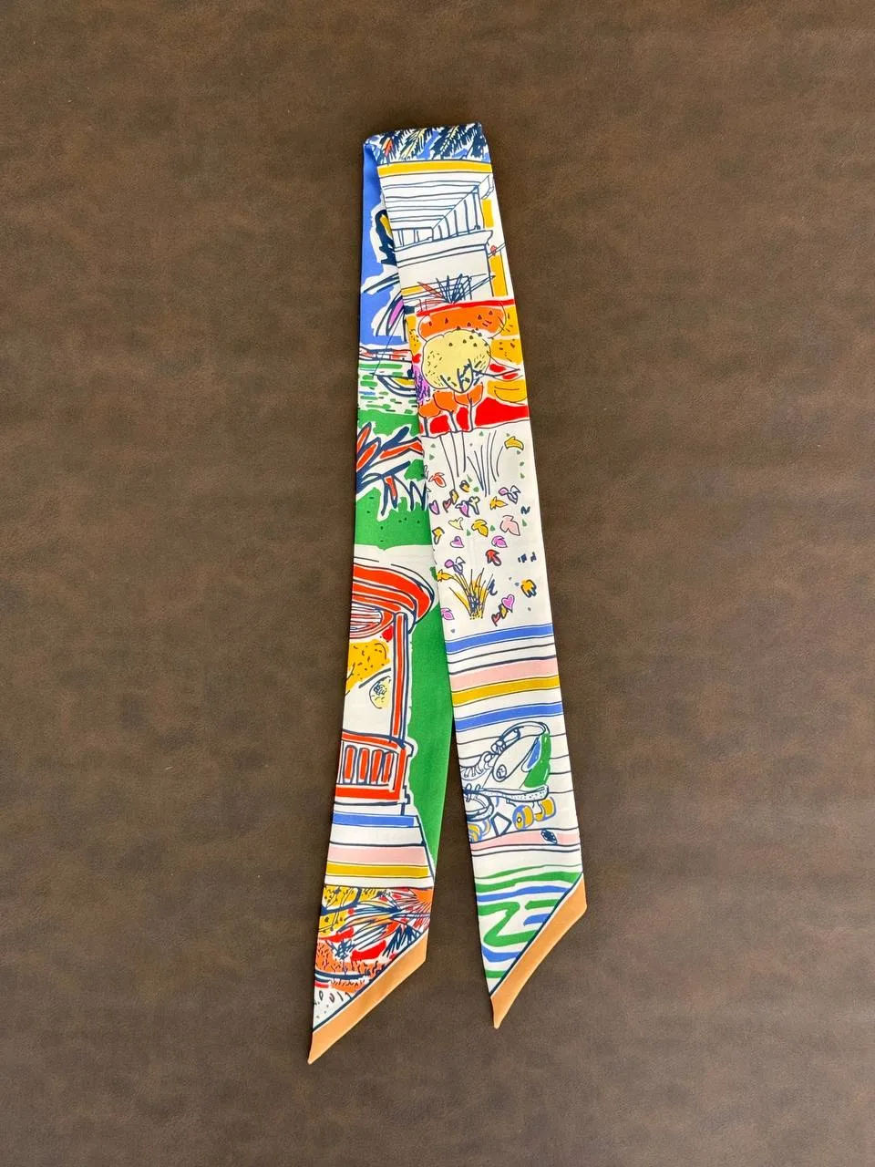 Hermes Hermes Rayures dEte Twilly Vert / Bleu / Multicolore