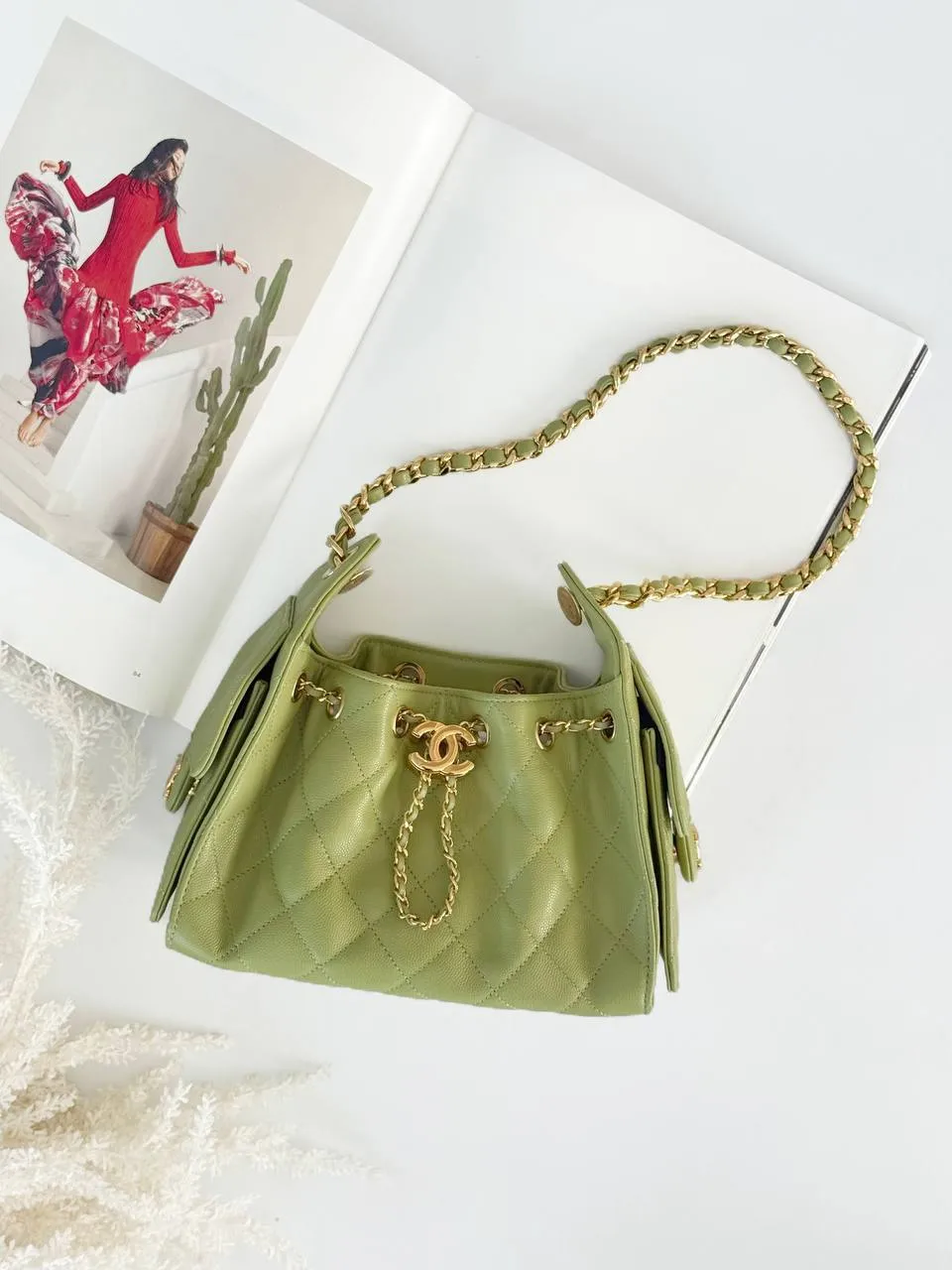 CHANEL Chanel 25 / C25 Mini Caviar Green GHW