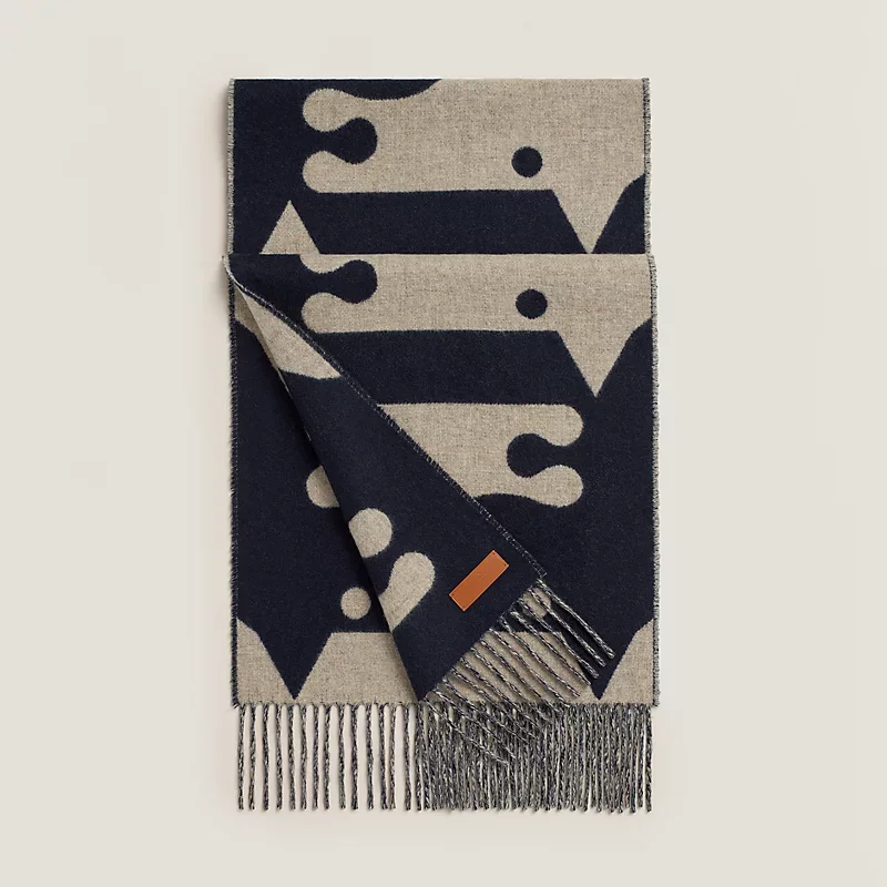 Hermes Hermes Petite Casaque Parthenon Scarf Beige Chine / Marine