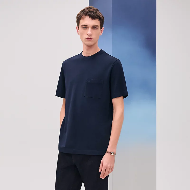 Hermes Hermes H Embroidered Tshirt Marine