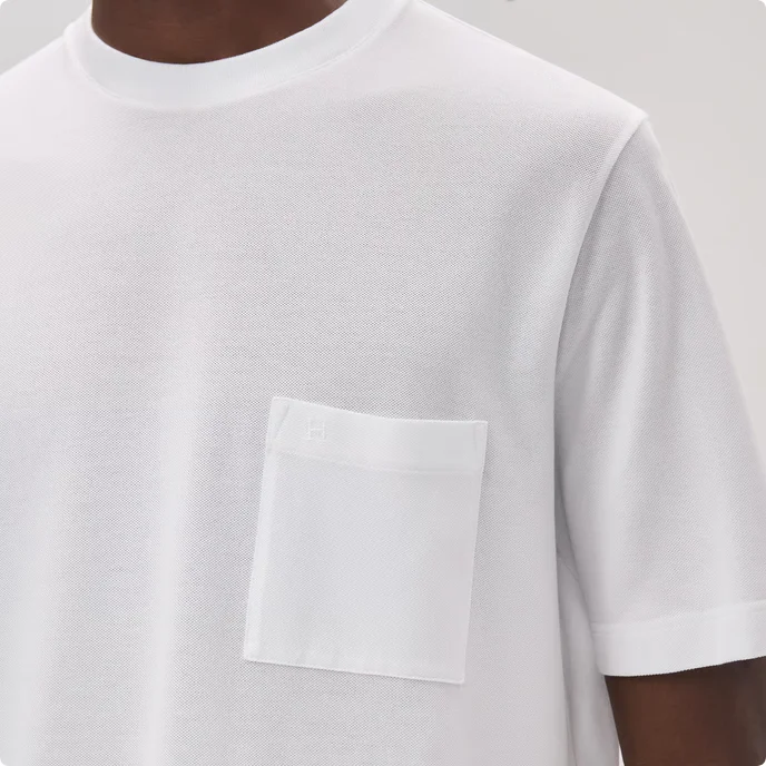 Hermes H embroidered Tshirt Blanc White - photo 3