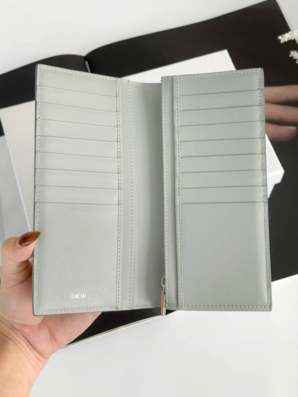 DIOR Dior Vertical Bifold Wallet Gray CD Diamond Canvas Men