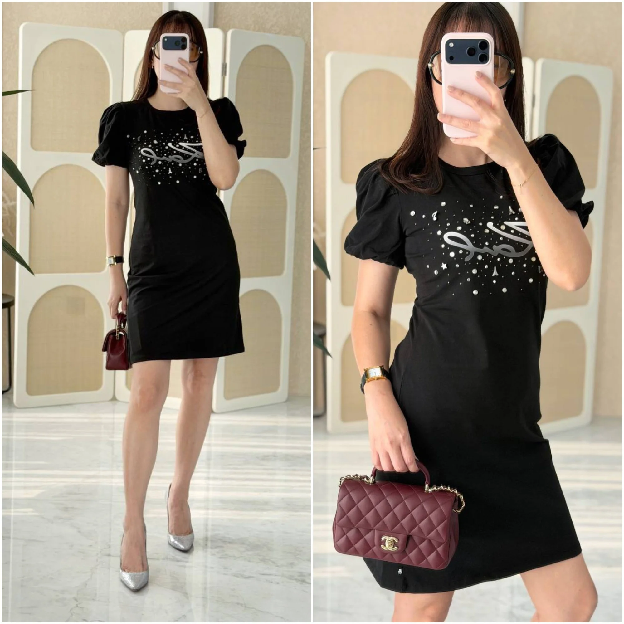 Karl Lagerfeld Karl Lagerfeld Karl Whimsy Pins Tshirt Dress Black