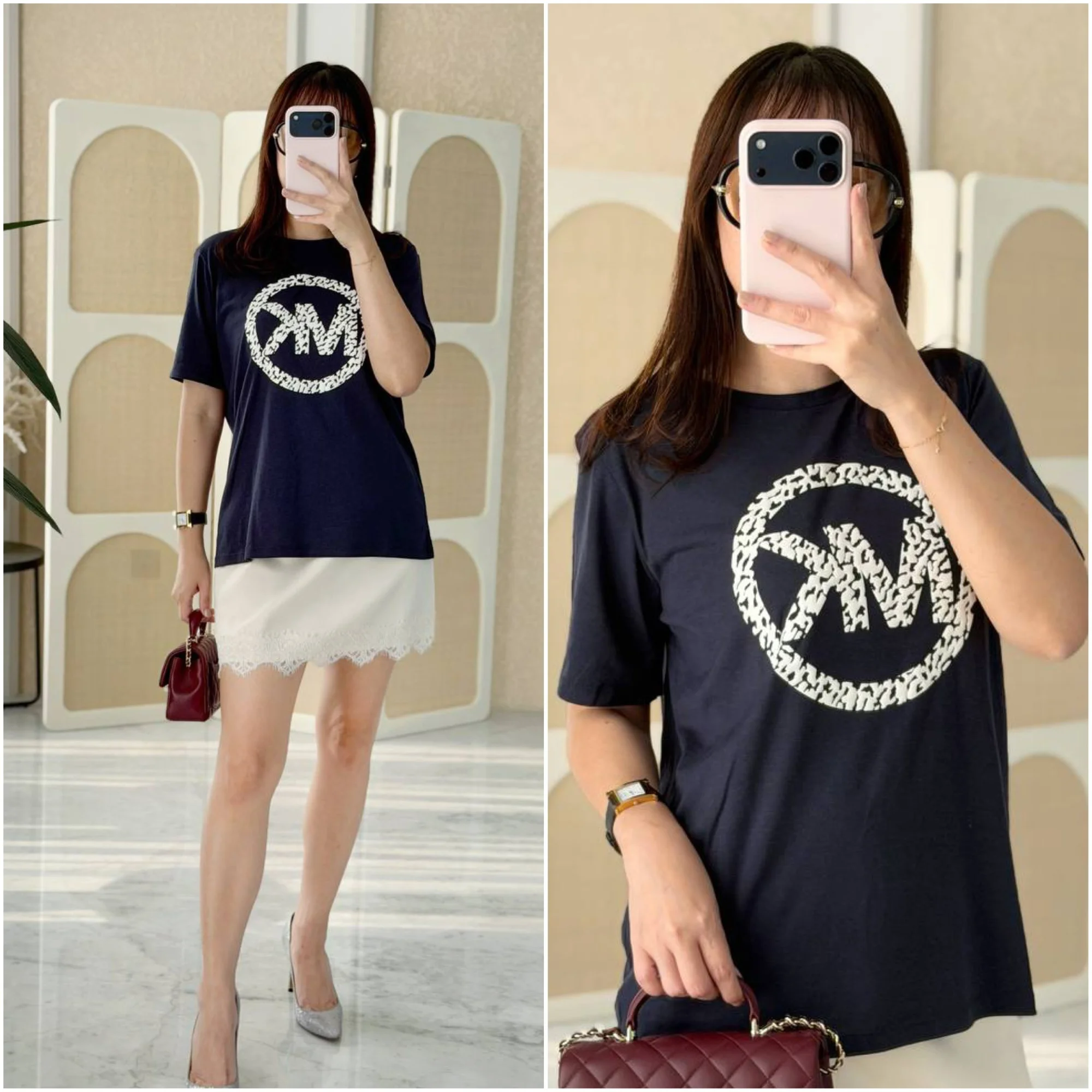 Michael Kors Michael Kors Marble Tshirt Midnight Blue