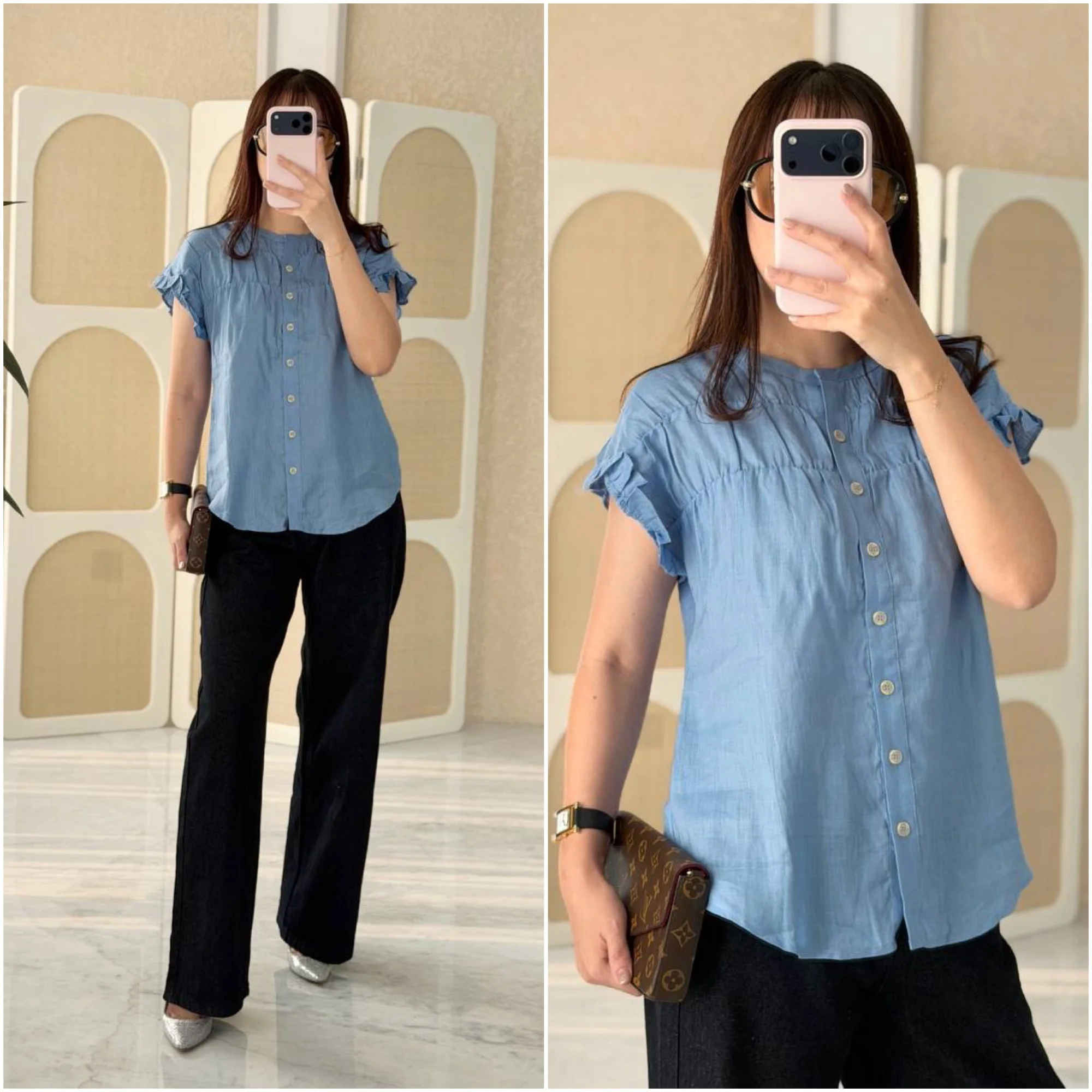 Saks Fifth Avenue Saks Fifth Avenue Linen Boxy Shirt Fountain Blue