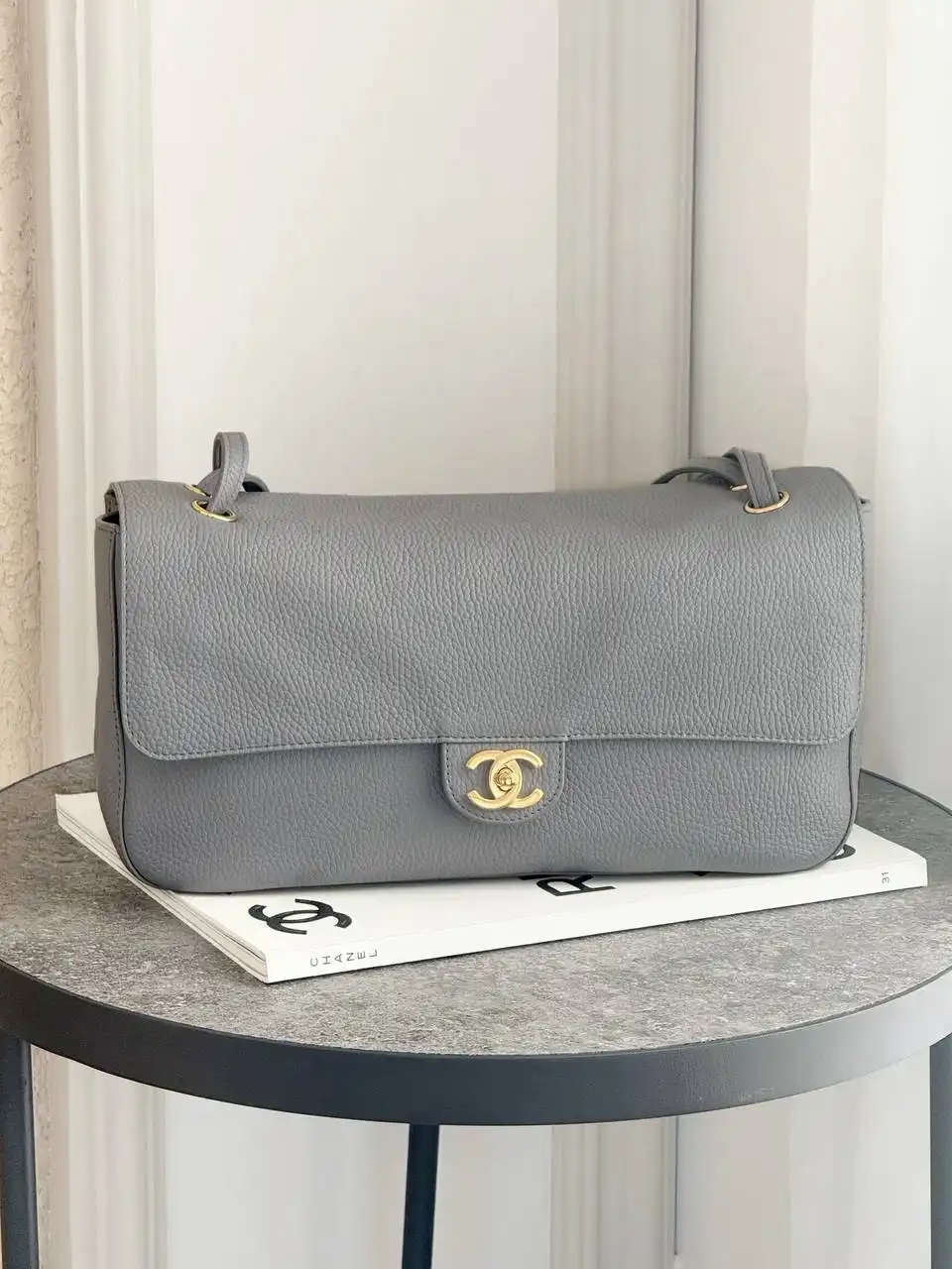 CHANEL Chanel Maxi Flap XL Grey GHW 32cm