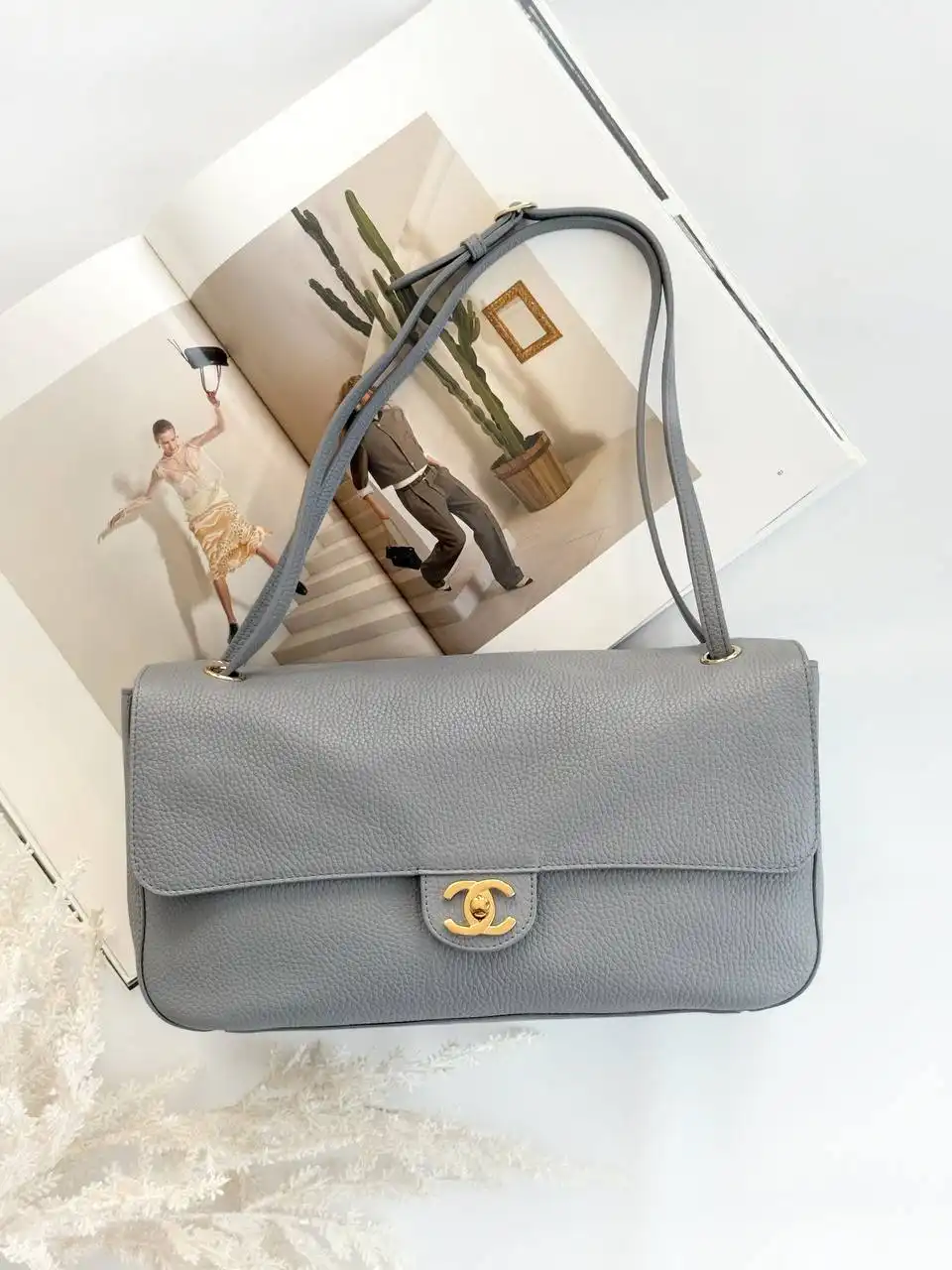 CHANEL Chanel Maxi Flap XL Grey GHW 32cm