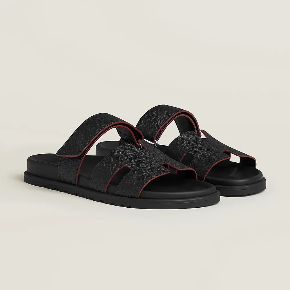 Hermes Chypre Sandal Epsom Tranche Noir Black / Rouge H - photo 3