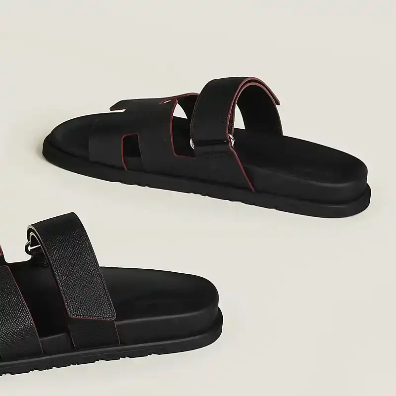 Hermes Chypre Sandal Epsom Tranche Noir Black / Rouge H - photo 4