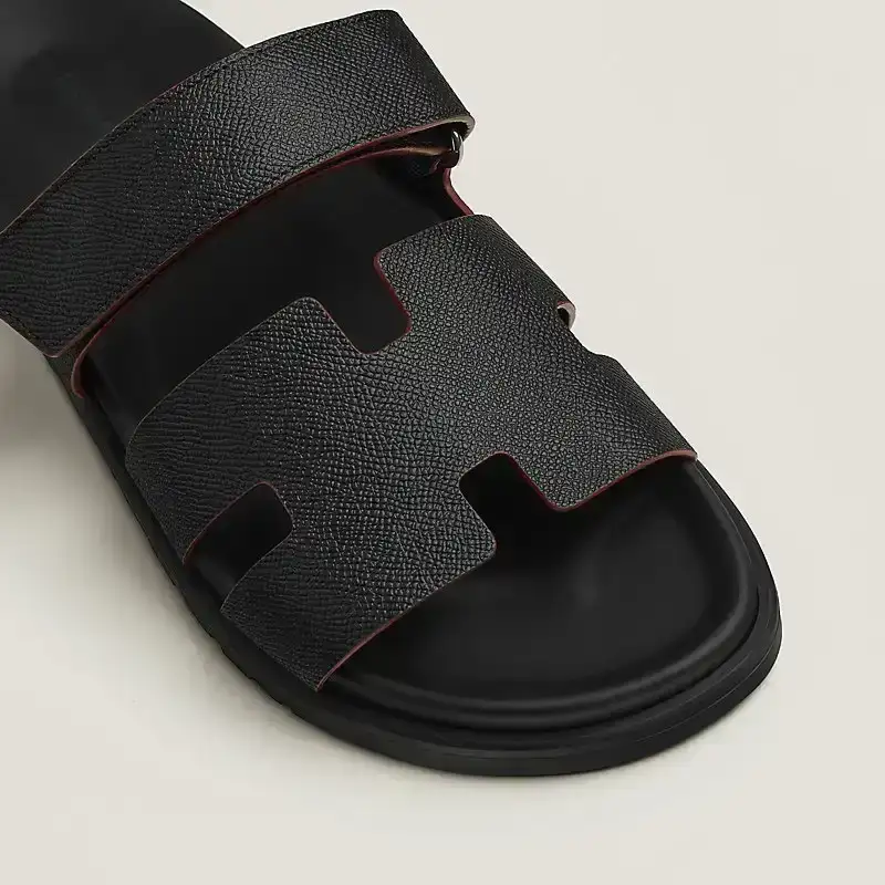 Hermes Chypre Sandal Epsom Tranche Noir Black / Rouge H - photo 5