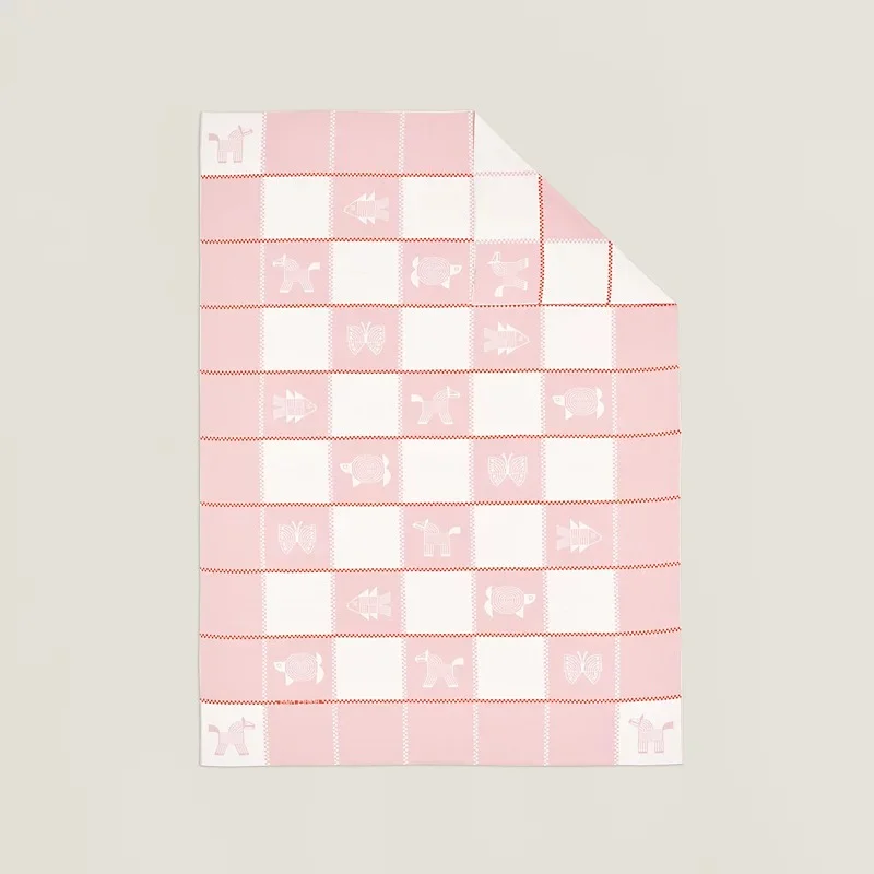 Hermes Hermes Animaux Nattes Blanket Rose