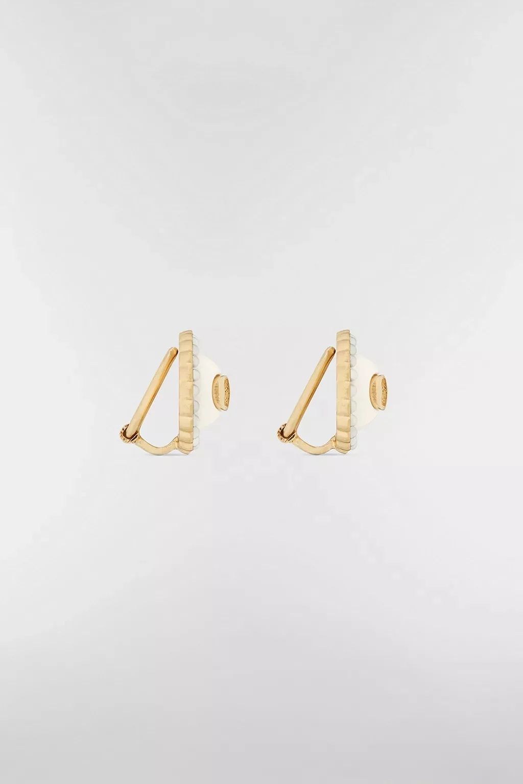 DIOR Petit CD Baroque Clip - On Stud Earrings Gold Metal White Resin Pearls and Latte Glass - photo 5