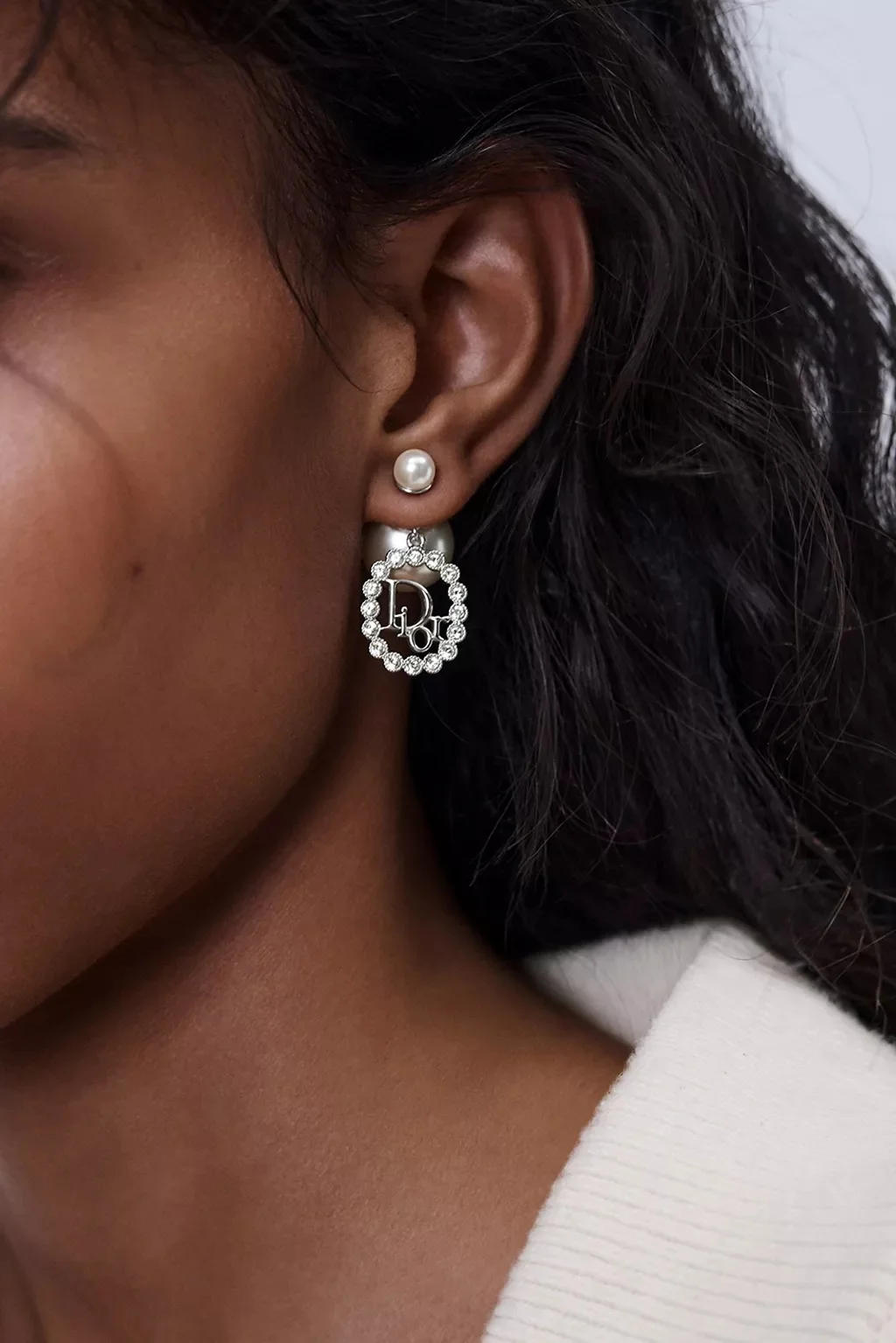 DIOR Tribales Earrings Silver Metal Crystals - photo 5