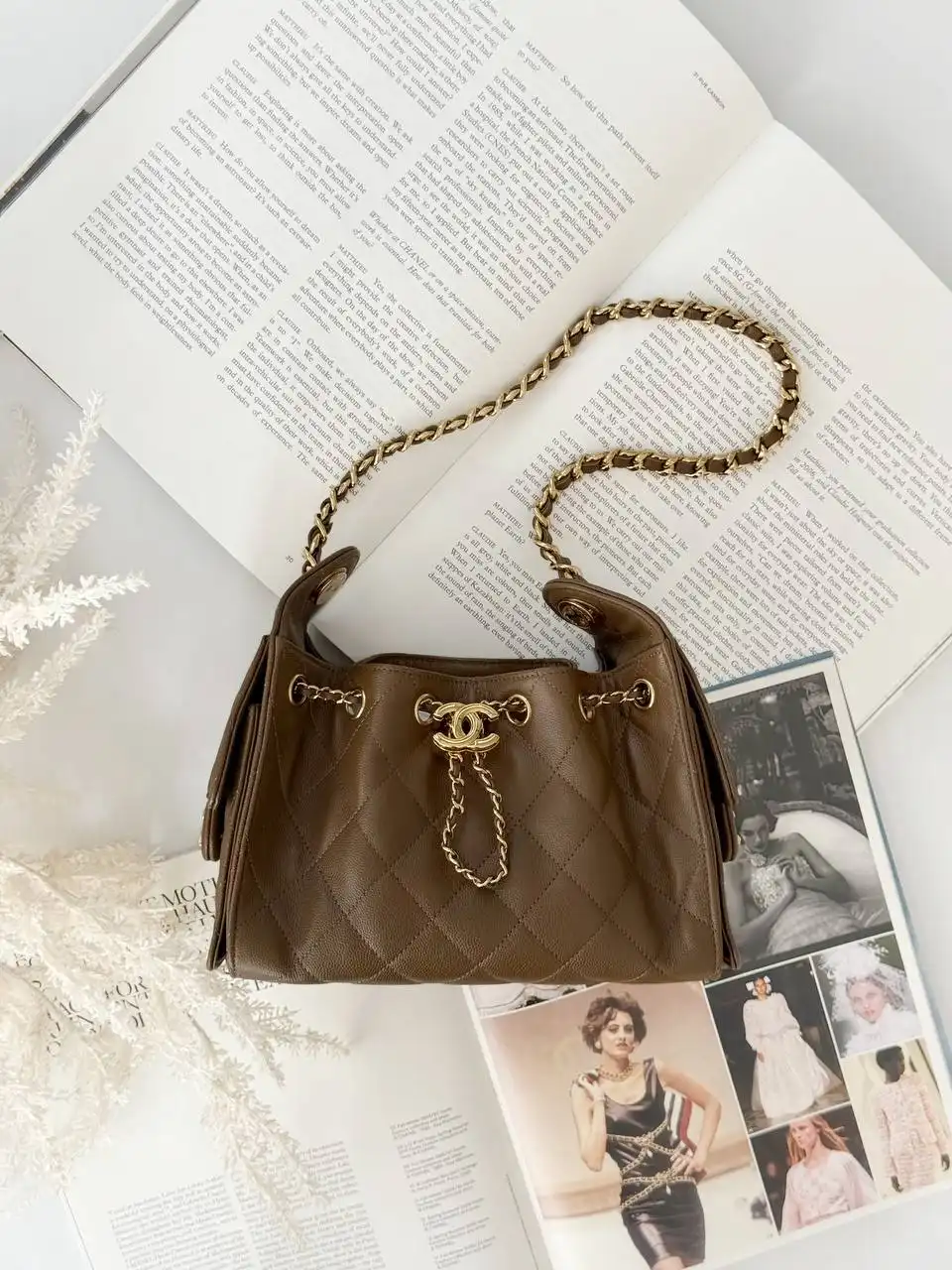 CHANEL Chanel 25 / C25 Mini Caviar Dark Khaki GHW