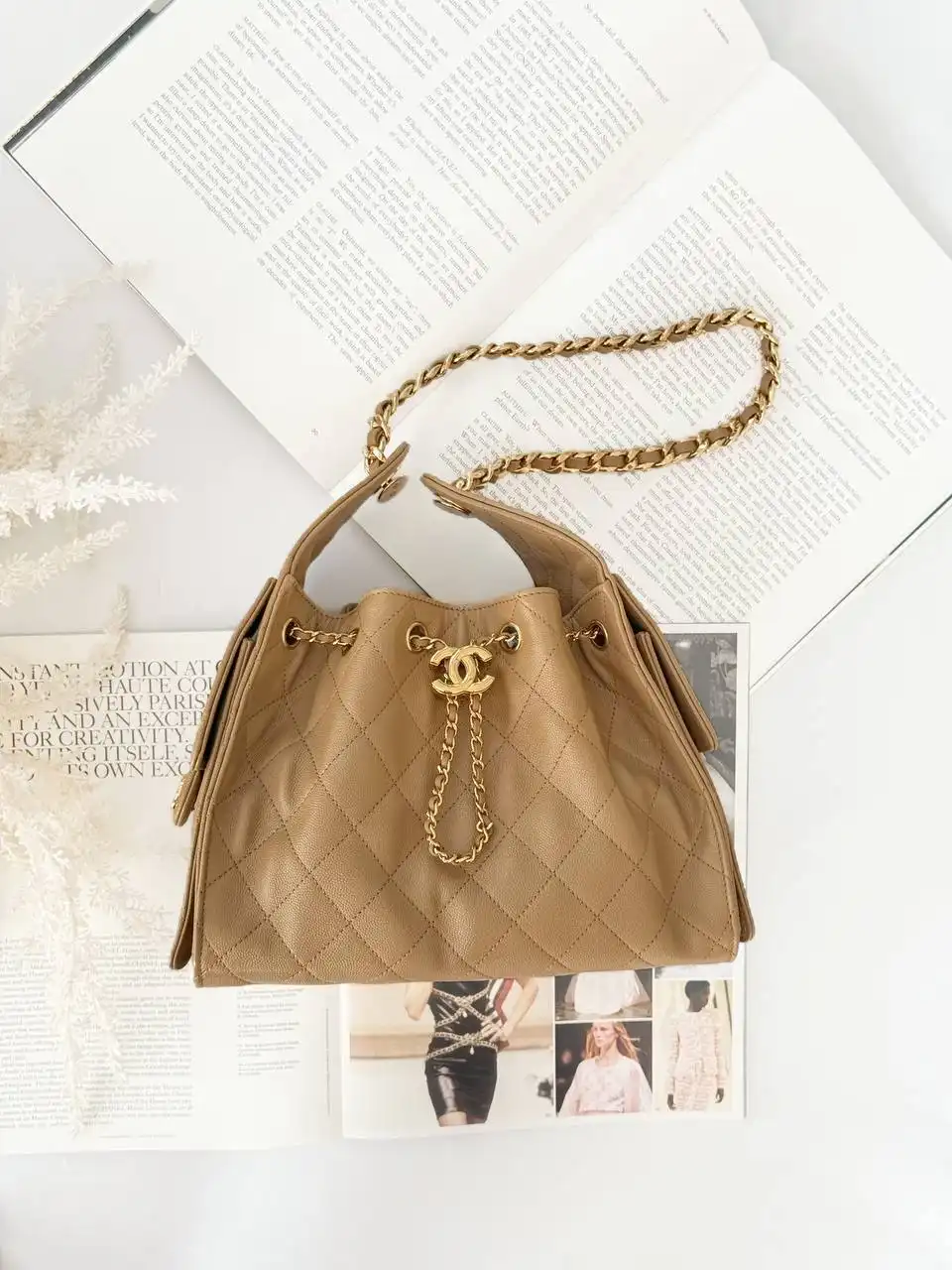 CHANEL Chanel 25 / C25 Small Caviar Dark Beige Caviar GHW