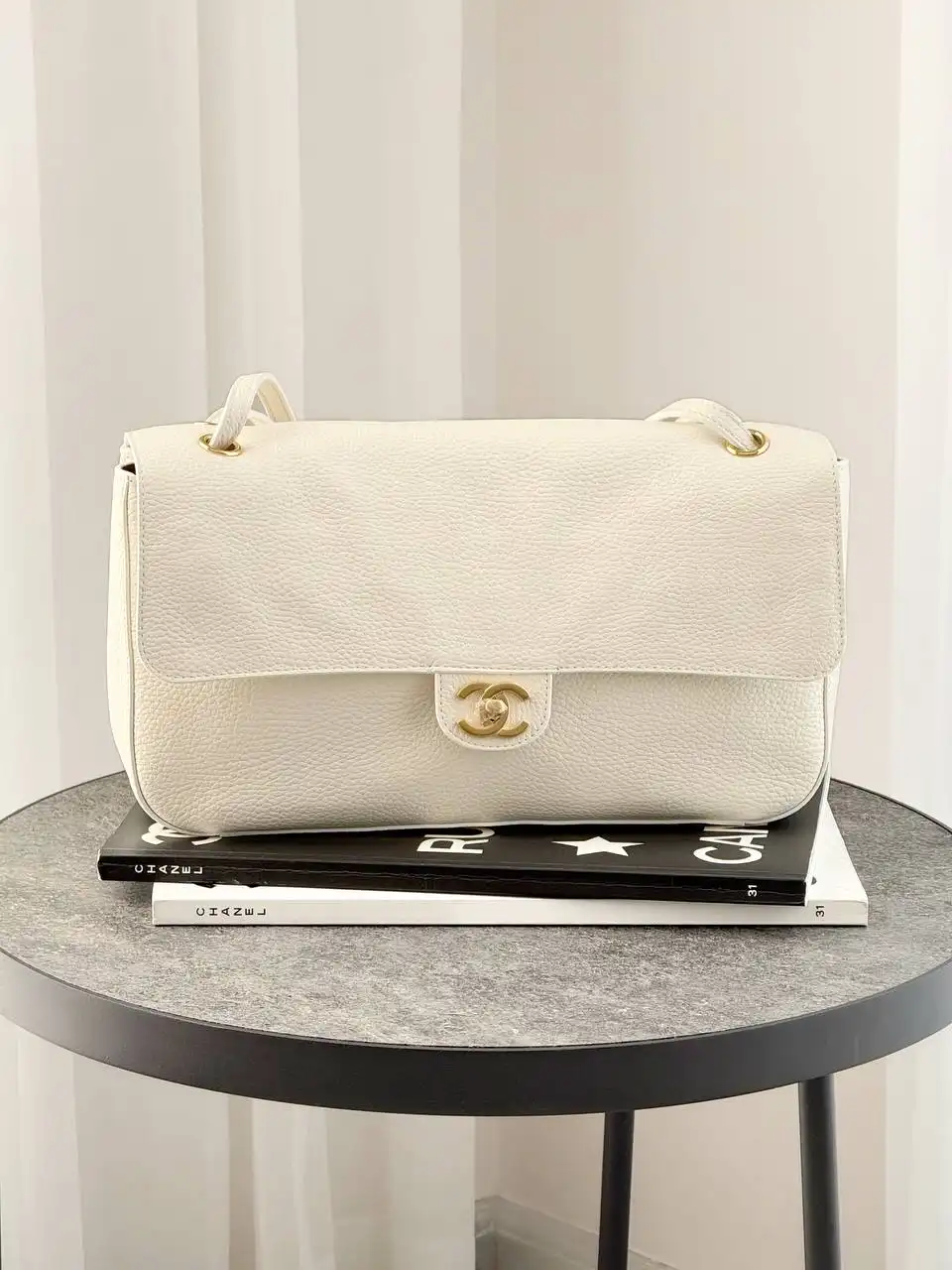 CHANEL Chanel Maxi Flap XL White GHW 32cm