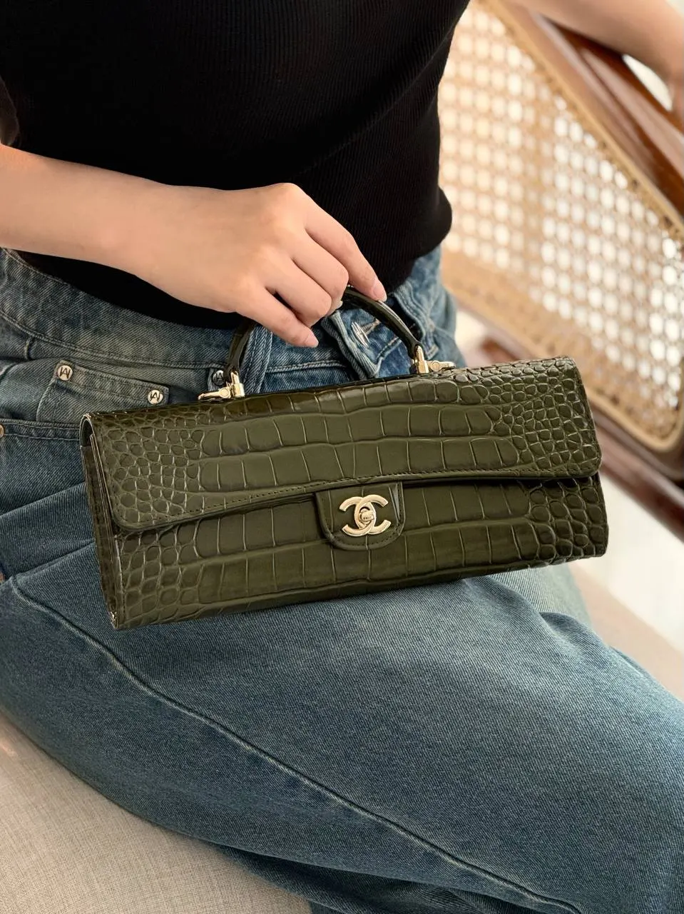 Chanel Classic Long Clutch Croco Green - photo 3