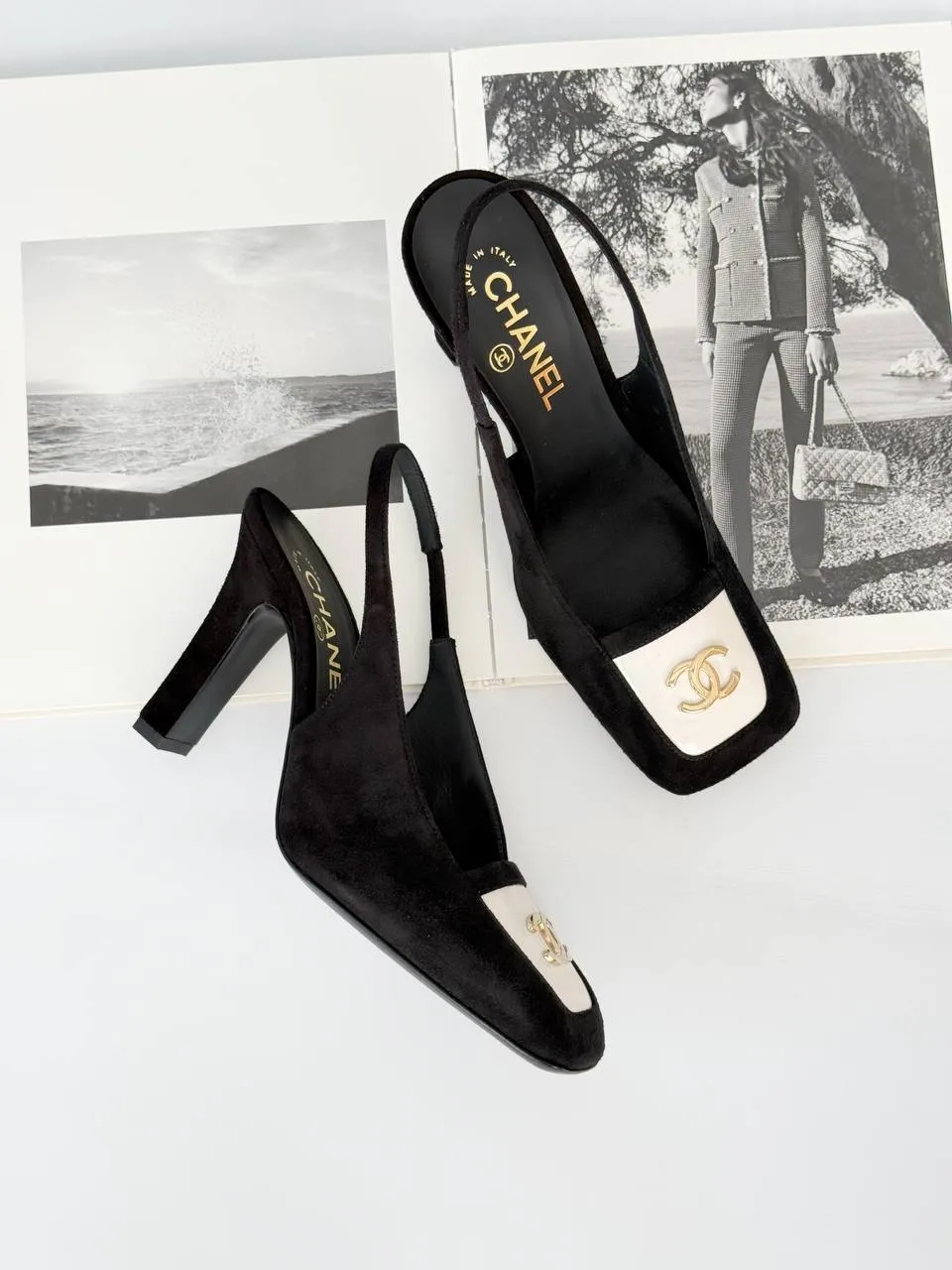 Chanel Slingback Square Velvet Black - photo 2