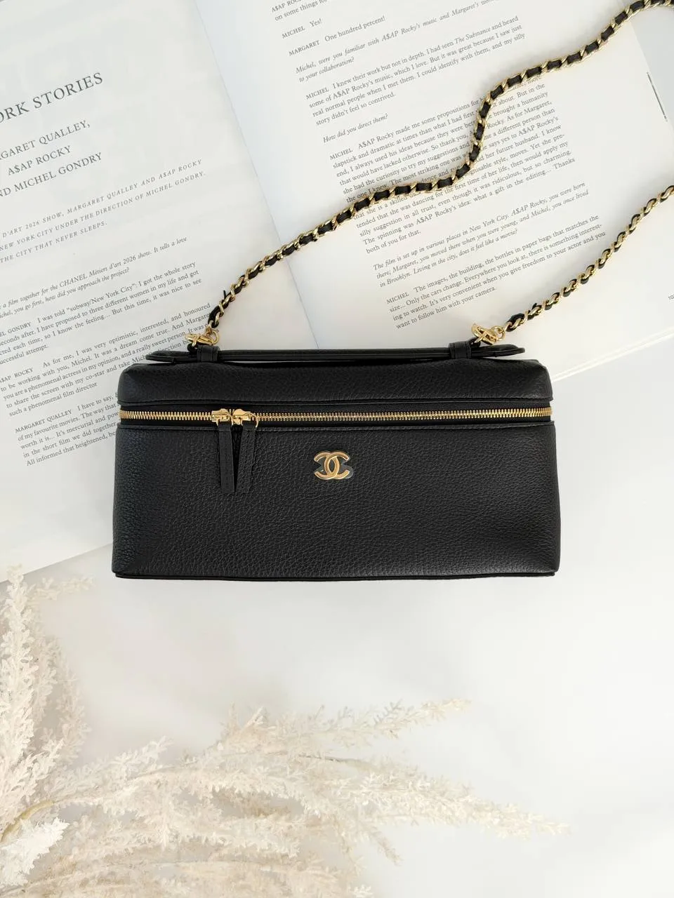 CHANEL Chanel Vanity Classic Long Grained Leather Black GHW