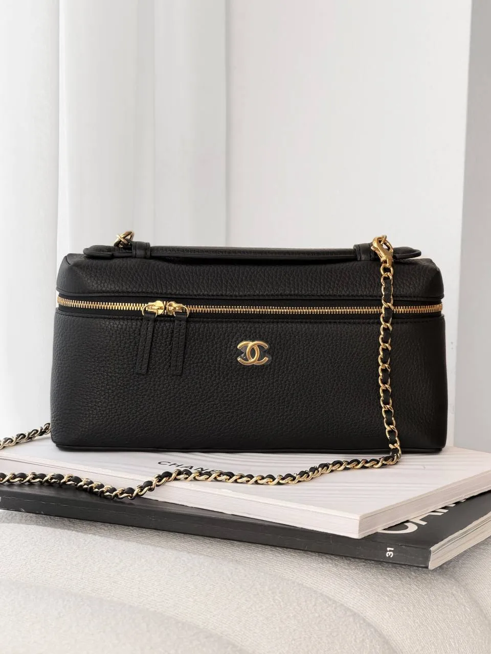 CHANEL Chanel Vanity Classic Long Grained Leather Black GHW