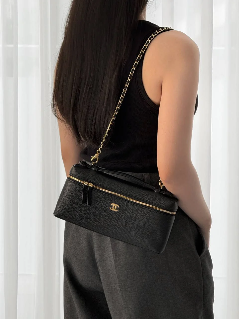 Chanel Vanity Classic Long Grained Leather Black GHW - photo 4