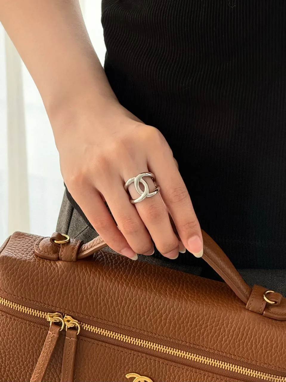 CHANEL Chanel Signature CC Ring Silver