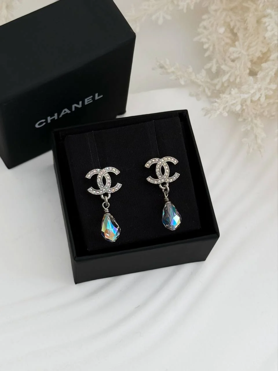 CHANEL Chanel CC Iridescent Crystal Drop Earrings