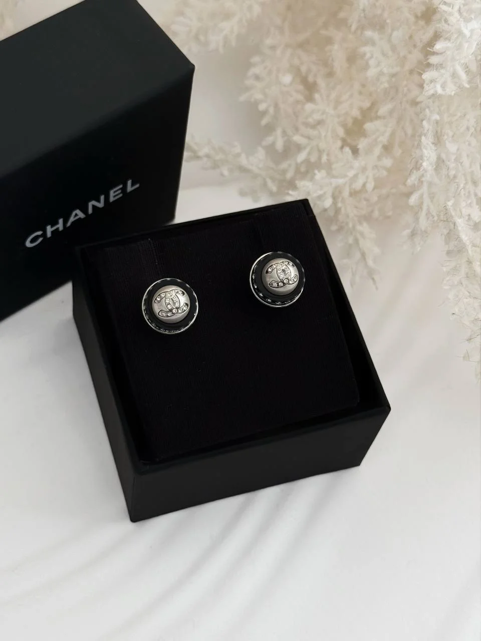CHANEL Chanel Earrings Crystal CC Mini Dome