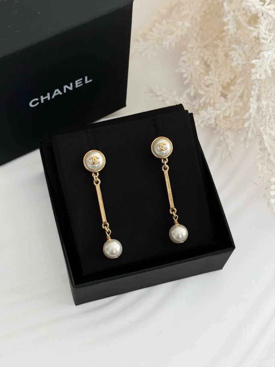 CHANEL Chanel Earrings Pearl Dome Long Drop