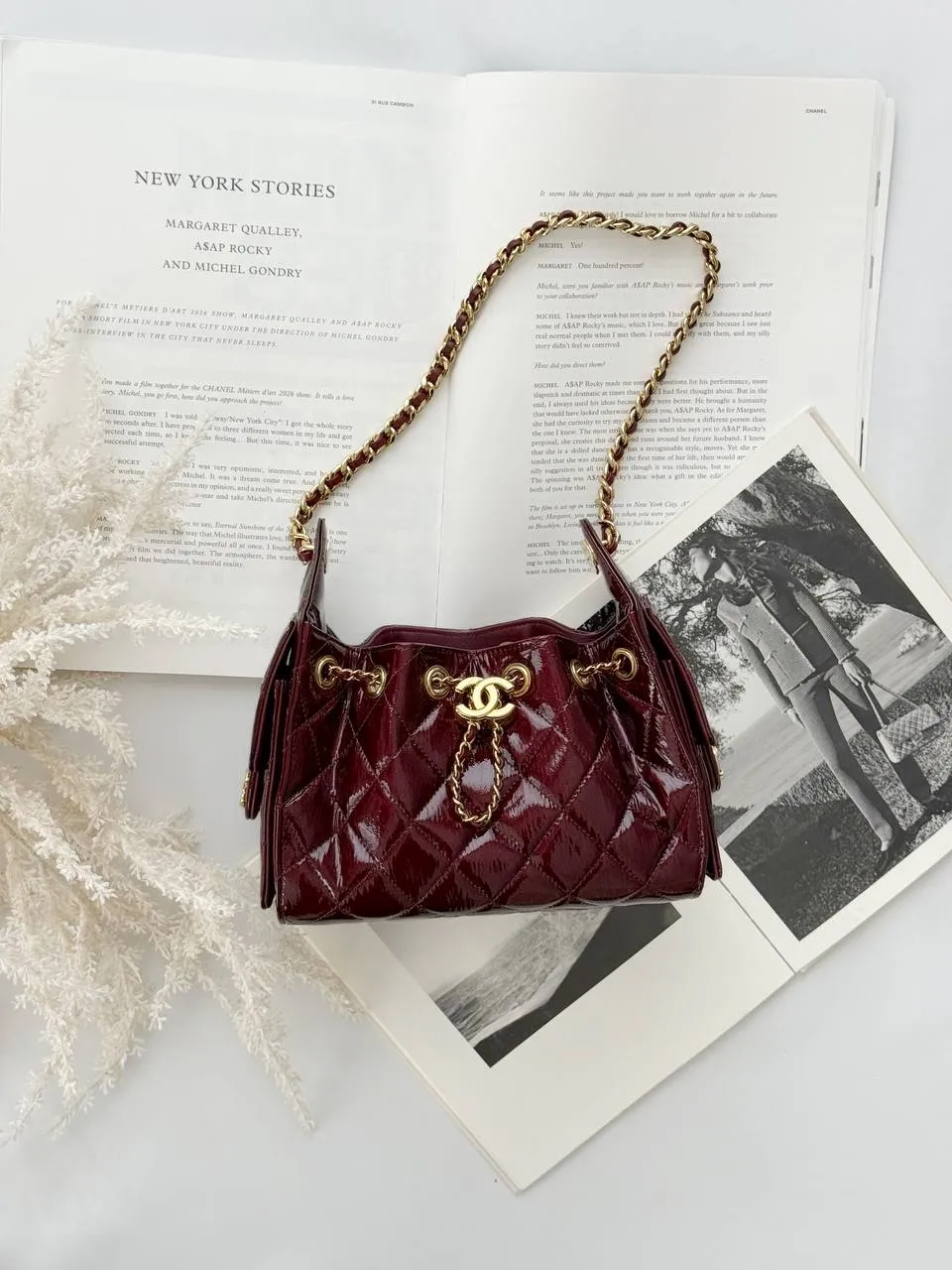 CHANEL Chanel 25 / C25 Mini Crinkle Burgundy GHW