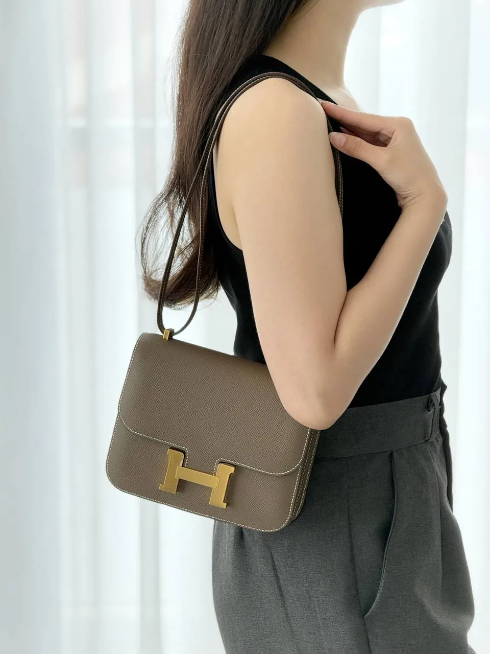 Hermes Constance 18 / C18 With Miror Epsom Etoupe GHW - photo 3