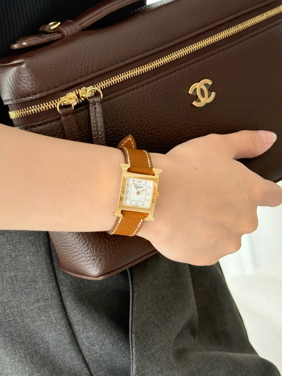 Hermes H Hour Diamond Gold Epsom PM RGHW - photo 3
