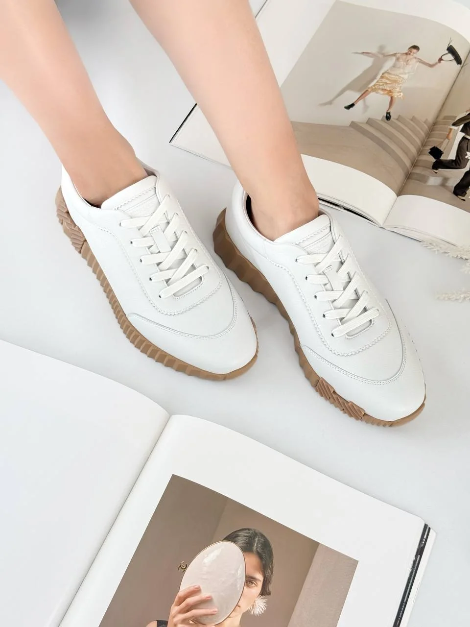 Hermes Bouncing Sneaker Leather Blanc White - photo 3