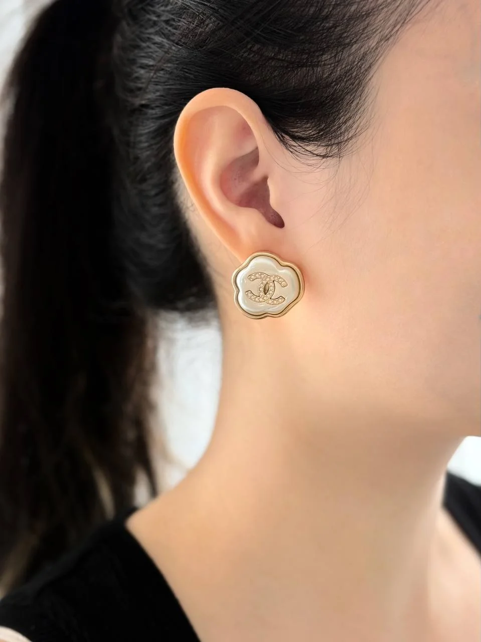 CHANEL Chanel Earrings Pearly Blossom CC