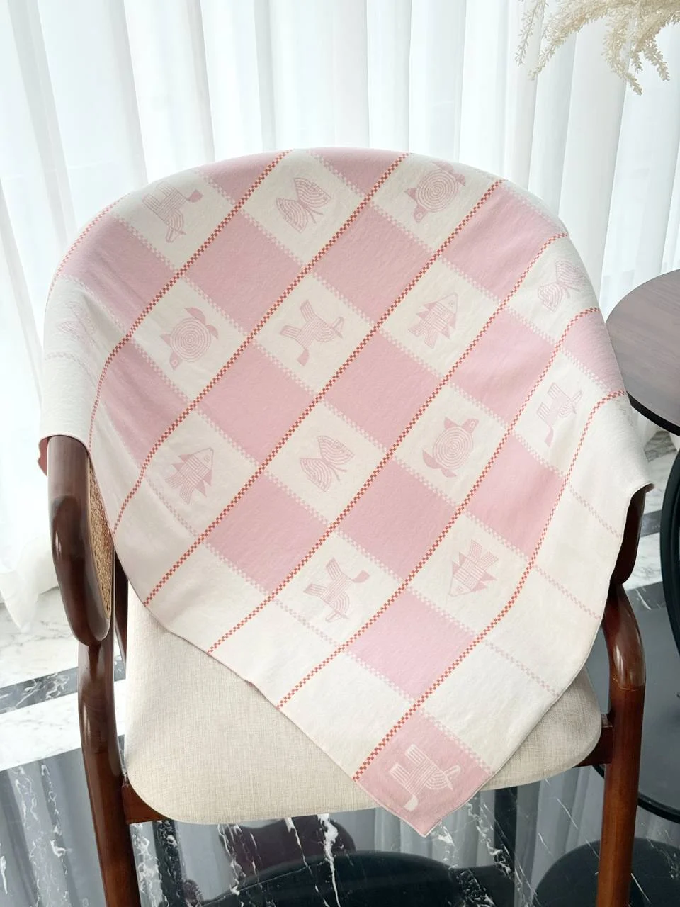 Hermes Animaux Nattes Blanket Rose - photo 1